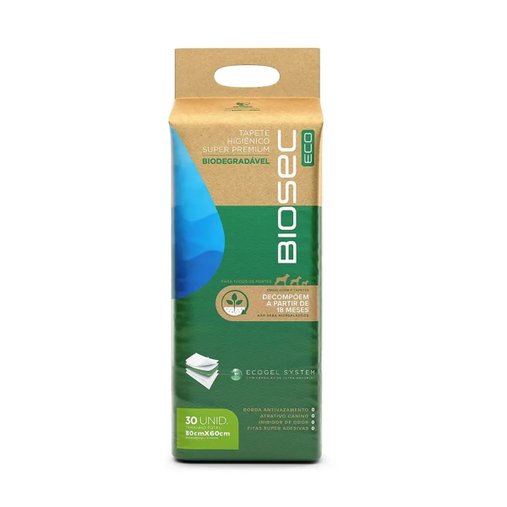 Tapete Higiênico Biodegradável Biosec Eco 80x60 30un