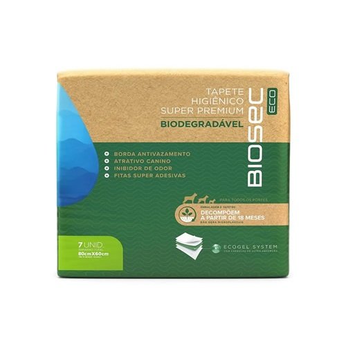 Tapete Higiênico Biodegradável Biosec Eco 80x60 7un