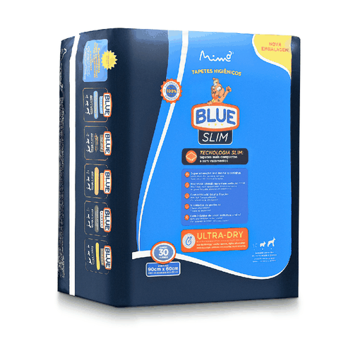 Tapete Higiênico Cães Blue Slim Premium 30 Unidades 90x60cm