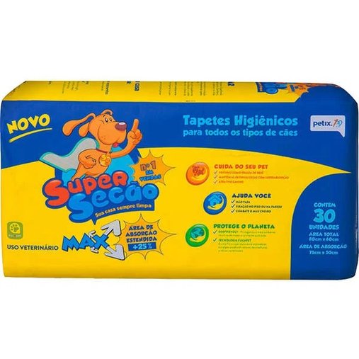 TAPETE HIGIENICO SUPER SECAO MAX C/30 UN 80X60 CM PETIX