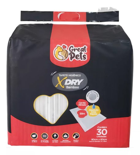 Tapete Higiênico X-Dry Greatpets com 30 Unidades 80x60cm