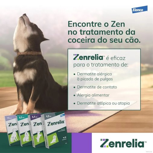 Tratamento Dermatológico Elanco Zenrelia para Cães 30 Comprimidos 4,8mg