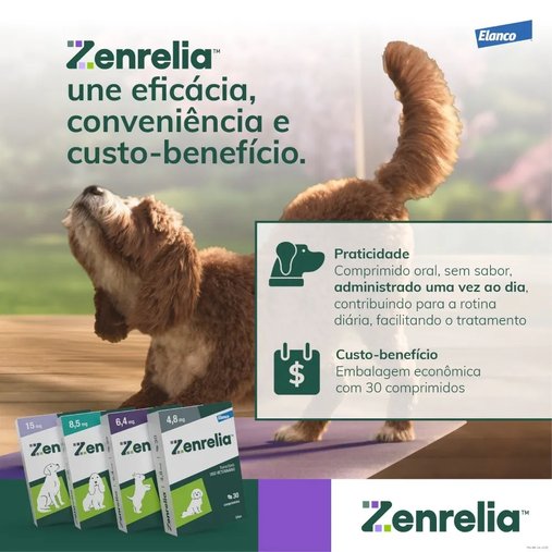 Tratamento Dermatológico Elanco Zenrelia para Cães 30 Comprimidos 4,8mg