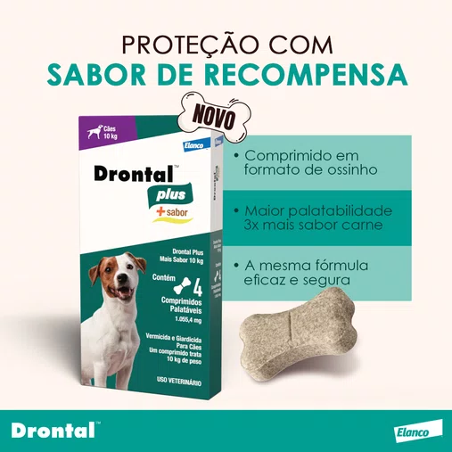 Vermífugo Drontal Plus Carne 10Kg caixa com 4un