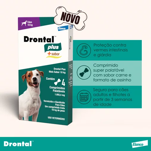 Vermífugo Drontal Plus Carne 10Kg caixa com 4un