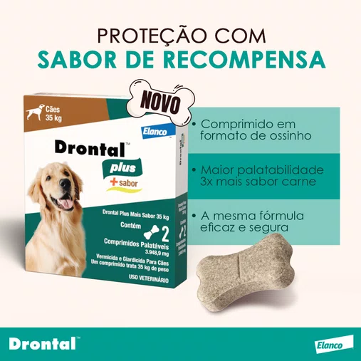 Vermífugo Drontal Plus Carne 35Kg caixa com 2un