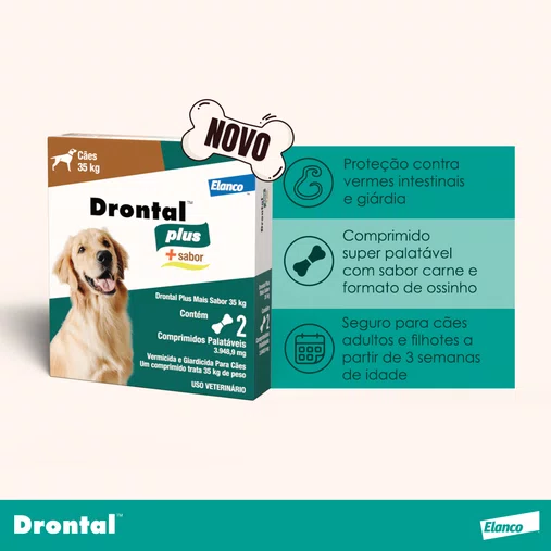 Vermífugo Drontal Plus Carne 35Kg caixa com 2un