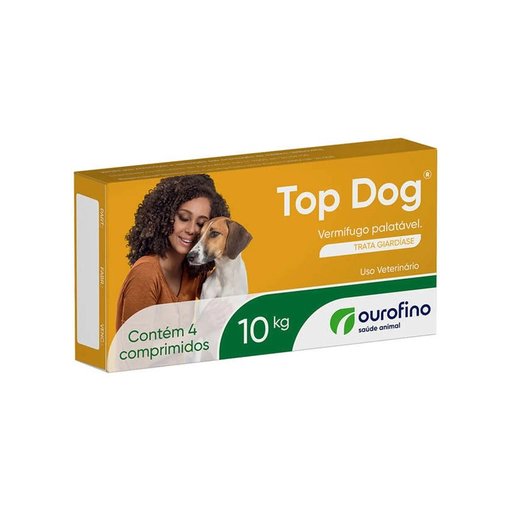 Vermifugo Ourofino Top Dog para Cães até 10Kg Caixa com 4 Comprimidos