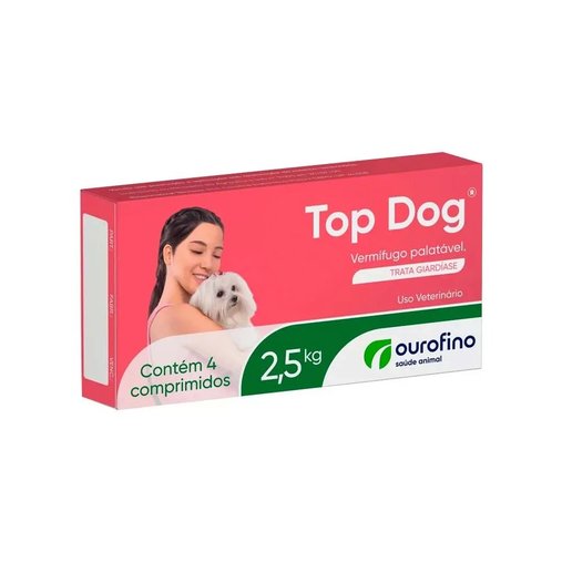 Vermifugo Ourofino Top Dog para Cães até 2,5Kg Caixa com 4 Comprimidos