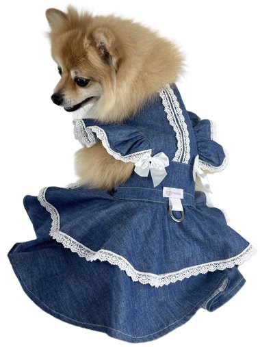 VESTIDO JEANS BABADO MANGA G MIOKAO