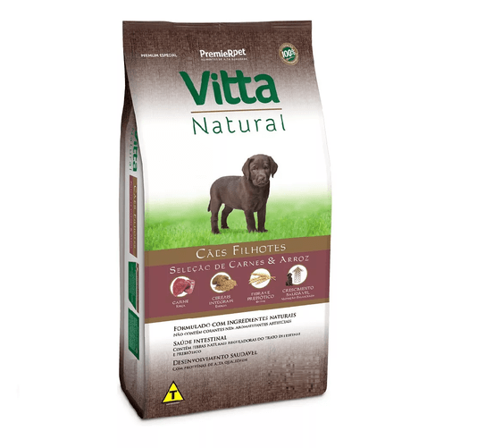 Ração Vitta Natural para Cães Filhote Sabor Carne e Arroz 15Kg