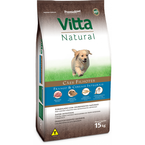 Ração Vitta Natural para Cães Filhote Sabor Frango e Cereais 15Kg