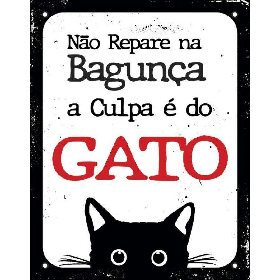 PLACA CUIDADO GATO NINJA 18X23 - Petnautas