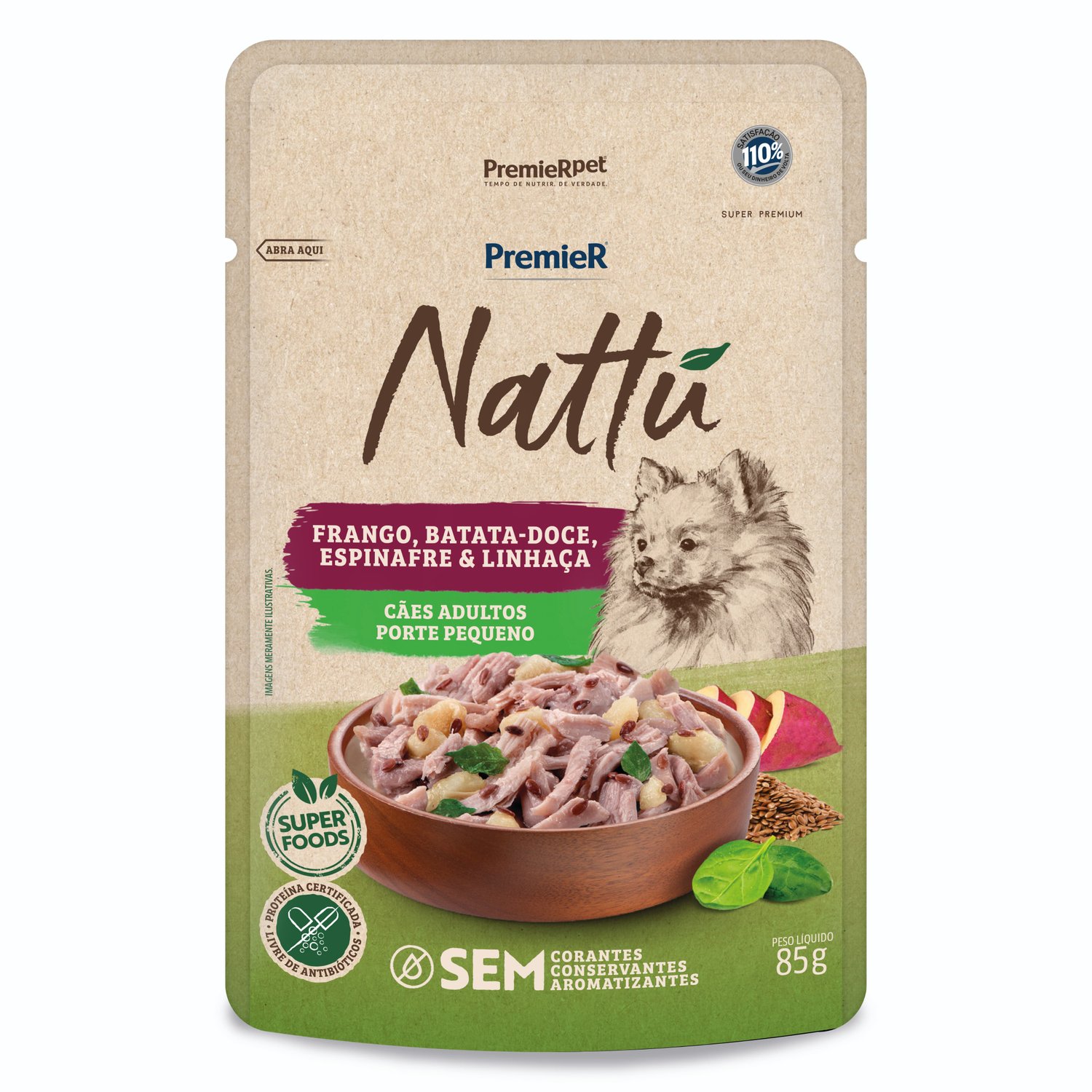 Sachê Premier Nattú para Cães Adultos Raças Pequenas Sabor Frango e ...