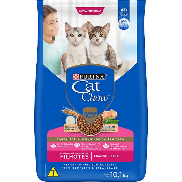 Ração Cat Chow para Gatos Filhotes Sabor Frango e Leite 10,1Kg - Petnautas