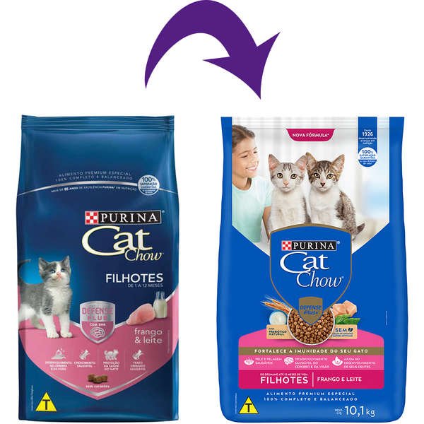 Ração Cat Chow para Gatos Filhotes Sabor Frango e Leite 10,1Kg - Petnautas