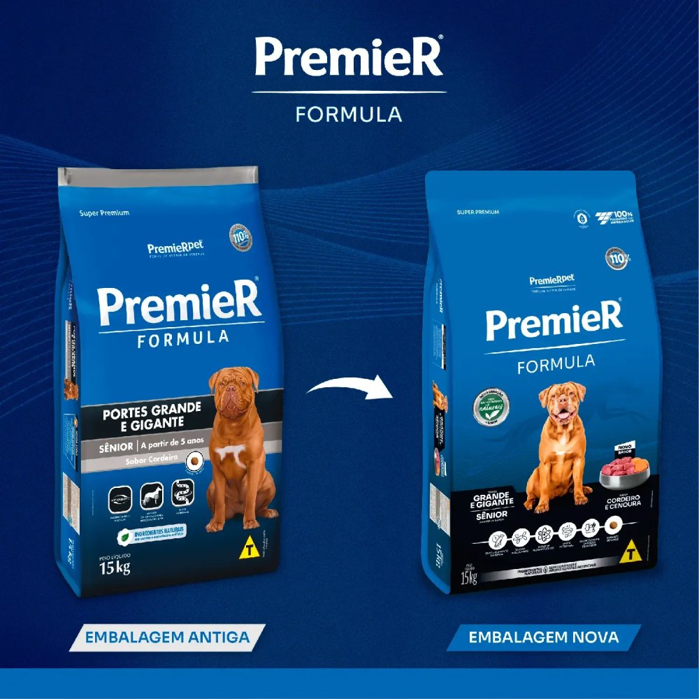 Ração Premier Fórmula para Cães Sênior Raças Grandes Sabor Cordeiro 15Kg