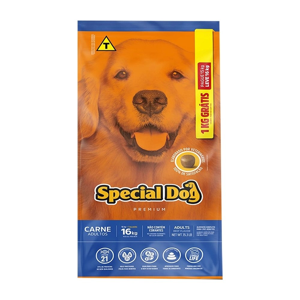 Ração Special Dog para Cães Adultos Sabor Carne Pague 15 Leve 16Kg