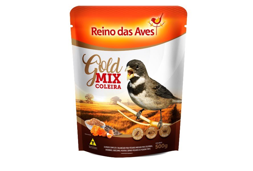 Ração Reino das Aves Gold Mix Coleira para Pássaros 500g - Petnautas