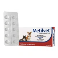 Anti-inflamatório Vetnil Metilvet para Cães e Gatos 10 Comprimidos 10mg