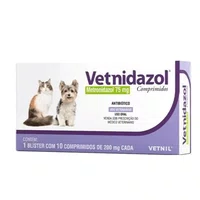 Antimicrobiano Vetnidazol para Cães e Gatos 75mg Caixa com 10un