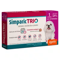 Antipulgas, Carrapacida e Vermífugo Simparic Trio para Cães de 2,6 a 5kg 1un