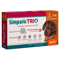 Antipulgas, Carrapaticida e Vermífugo Simparic Trio para Cães de 5,1 a 10,1kg 1un