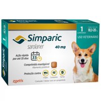 Antipulgas Simparic 40mg para Cães de 10,1 a 20kg 1un