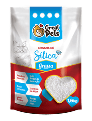 Areia Higiênica Great Pets Cristais de Sílica Grossa para Gatos 1,6Kg