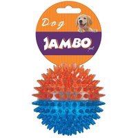 BRINQUEDO BOLA TPR M ESPINHO DUAL AZUL E LARANJA JAMBO PET