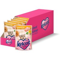 Caixa Sachê Kelcat para Gatos sabor Frango, Brócolis e Linhaça 85g com 20 Unidades