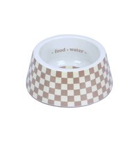 COMEDOURO XADREZ CHIQUE BEGE P JAMBO PET