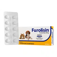 Diurético Vetnil Furolisin para Cães e Gatos 20mg com 10 Comprimidos