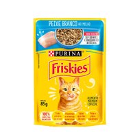 Sachê Friskies para Gatos Adultos Sabor Peixe Branco ao Molho 85g
