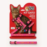 GUIA PEITORAL GATO ROSA GREAT PETS