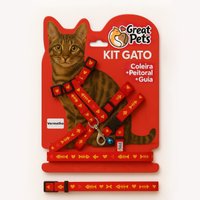 GUIA PEITORAL GATO VERMELHO GREAT PETS