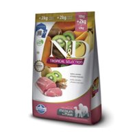 Ração N&D Tropical Selection para Cães Adultos Raças Médias Sabor Suíno e Frutas Tropicais Pague 10 Leve 12Kg