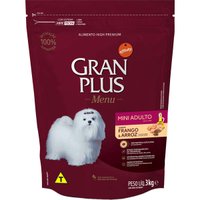 Ração Gran Plus Menu para Cães Adultos Raças Pequenas Sabor Frango e Arroz 3Kg