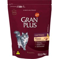 Ração Gran Plus para Gatos Castrados Sabor Frango e Arroz 3Kg