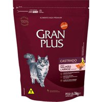 Ração Gran Plus para Gatos Castrados Sabor Salmão e Arroz 3Kg