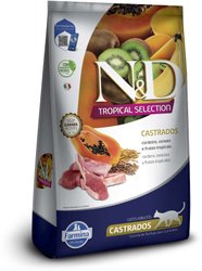 Ração N&D Tropical Selection para Gatos Castrados Sabor Cordeiro e Frutas Tropicais 400g