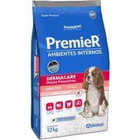 Ração Premier Ambientes Internos Dermacare para Cães Adultos Raças Pequenas Sabor Salmão 12Kg