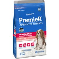 Ração Premier Ambientes Internos Dermacare para Cães Adultos Raças Pequenas Sabor Salmão 2,5Kg