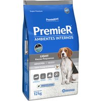 Ração Premier Ambientes Internos Light para Cães Adultos Raças Pequenas Sabor Frango e Salmão 12Kg