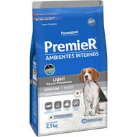 Ração Premier Ambientes Internos Light para Cães Adultos Raças Pequenas Sabor Frango e Salmão 2,5Kg