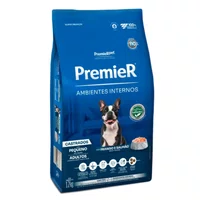 Ração Premier Ambientes Internos para Cães Adultos Castrados Raças Pequenas Sabor Frango e Salmão 12Kg