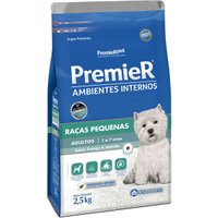 Ração Premier Ambientes Internos para Cães Adultos Raças Pequenas Sabor Frango e Salmão 2,5Kg