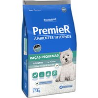 Ração Premier Ambientes Internos para Cães Adultos Raças Pequenas Sabor Frango e Salmão 7,5Kg