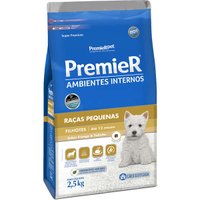 Ração Premier Ambientes Internos para Cães Filhotes Raças Pequenas Sabor Frango e Salmão 2,5Kg