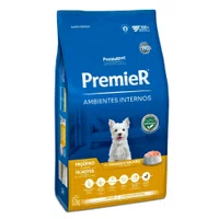 Ração Premier Ambientes Internos para Cães Filhotes Raças Pequenas Sabor Frango e Salmão 12Kg